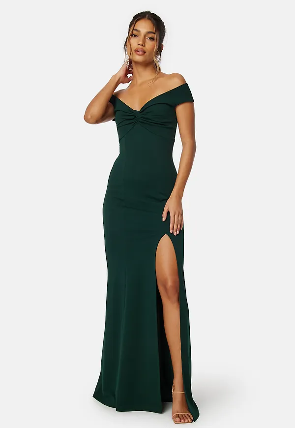 Twist Off Shoulder Gown