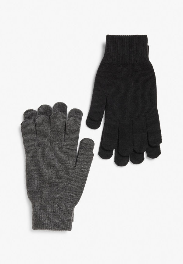 Two-pack of knitted gloves - Black