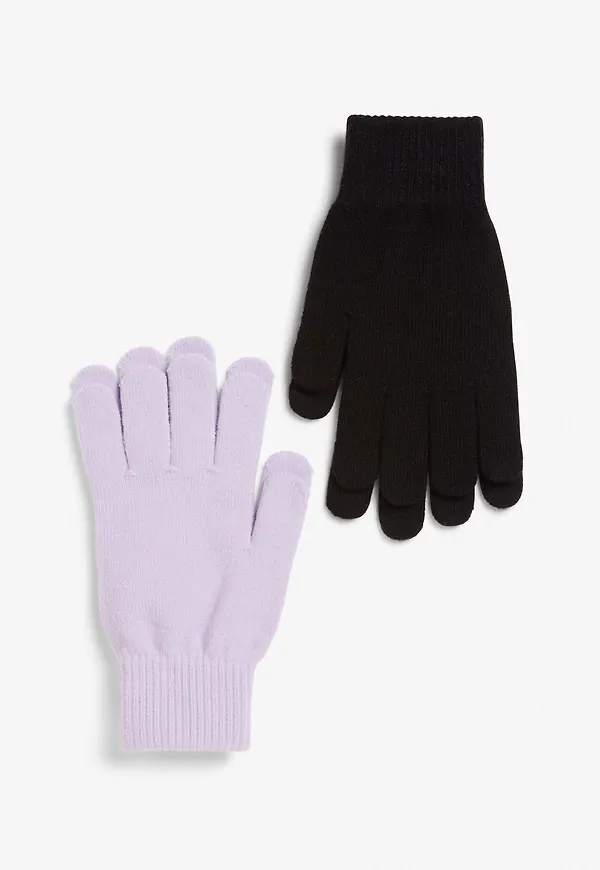 Two-pack of knitted gloves - Purple