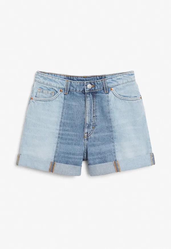 Two-tone denim shorts - Blue
