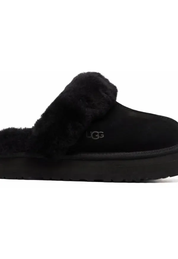 Ugg, Skor, Dam, 39 EU, Mocka, Svarta Mockasandaler med Fårskinn