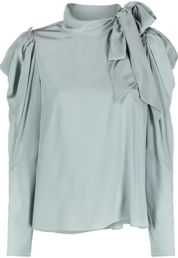 Ulla Johnson draperad kort sidenblus - Blå
