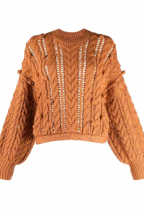 Ulla Johnson kabelstickad ulltröja med tofs - Orange