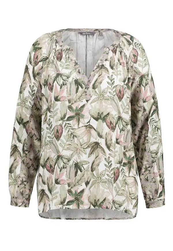 Ulla Popken Blus mint / mörkgrön / rosa / vit