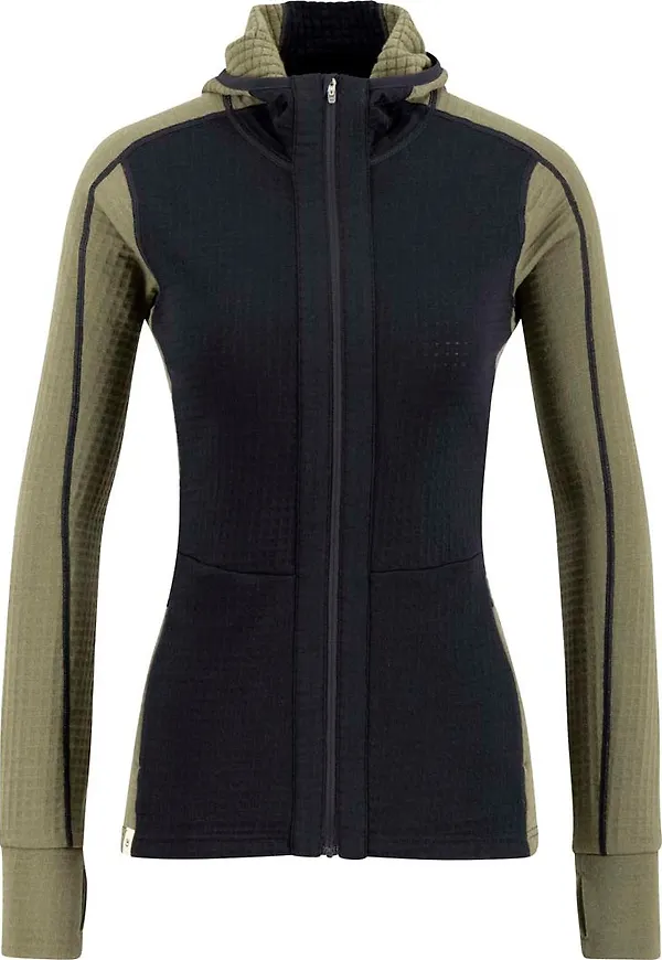 Ulvang Women's Peak Field Hooded Full Zip Midlayer Bungee Grey/Navy Blue