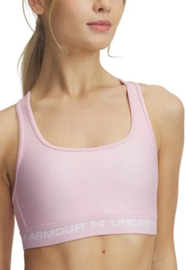 Under Armour BH Mid Crossback Sport Bra Rosa/Vit polyester Medium Dam