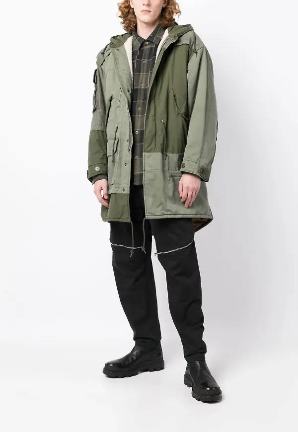 Undercoverism asymmetrisk parkas med huva - Grön