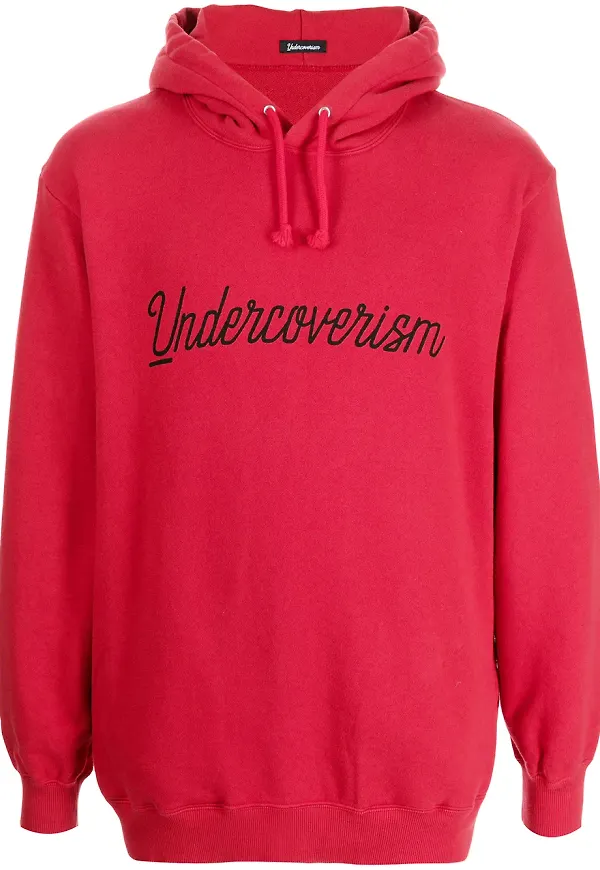 Undercoverism hoodie med logotyp - Röd