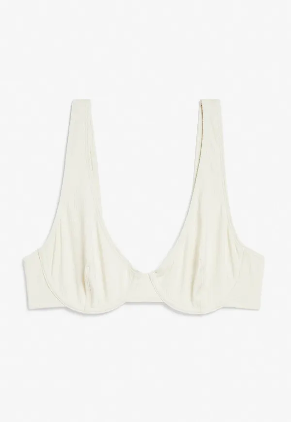 Underwire ribbed bikini top - White