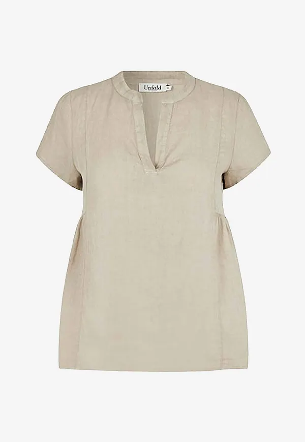 Unfold Copenhagen - Linneblus Maggy Blouse - Beige