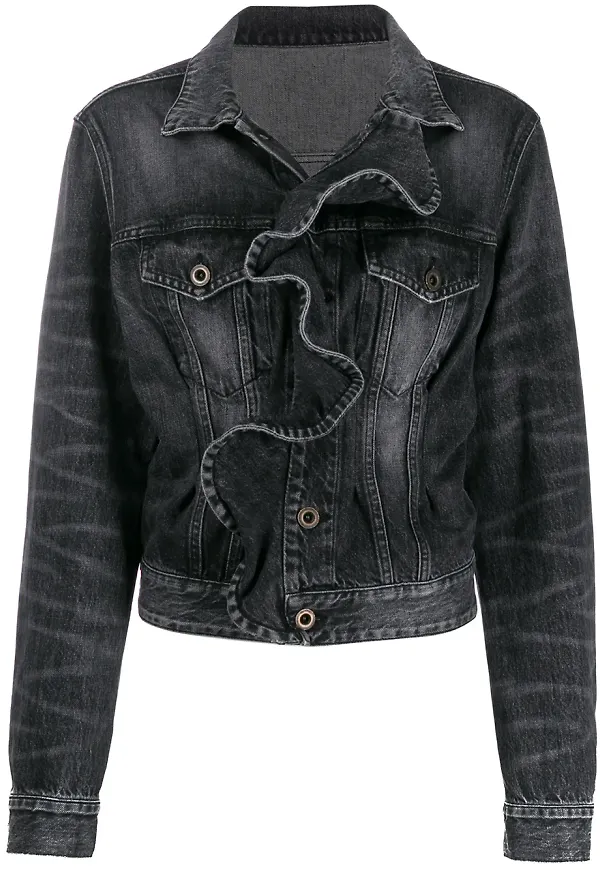 UNRAVEL PROJECT jeansjacka med volanger - Svart