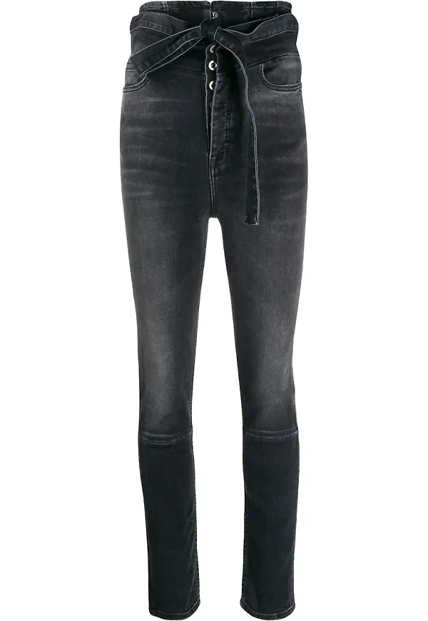 UNRAVEL PROJECT skinny-jeans med hög midja - Svart