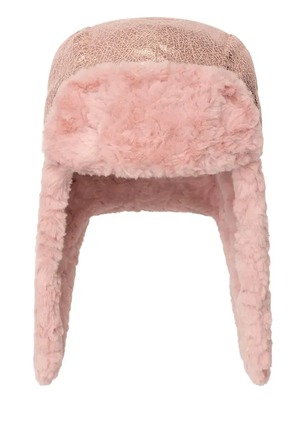 Unreal Fur Amelia mössa i fårskinn - Rosa