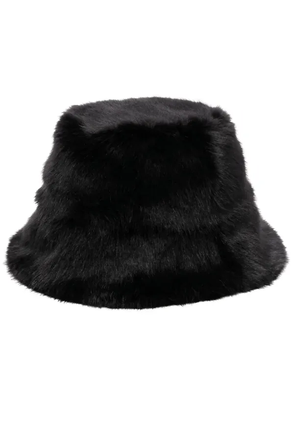 Unreal Fur Yeoman fiskehatt i konstpäls - Svart