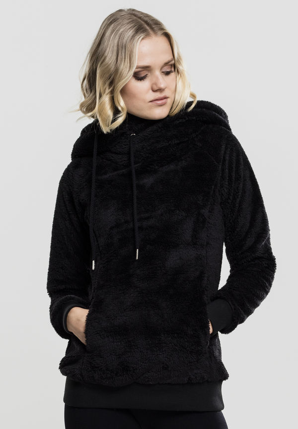 Urban Classics Ladies Long Teddy Hoody, Hoodies i storlek XS och färg Svart