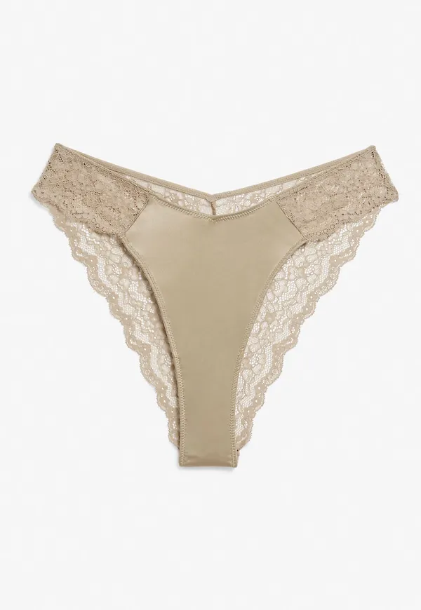 V-front lace briefs - Beige