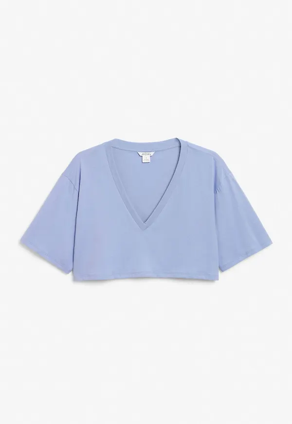 V-neck crop t-shirt - Blue