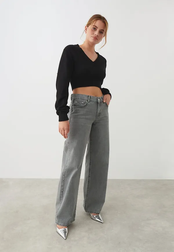 V-neck knitted sweater