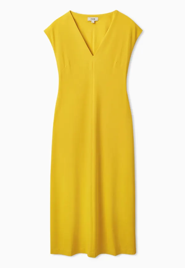 V-NECK MIDI DRESS