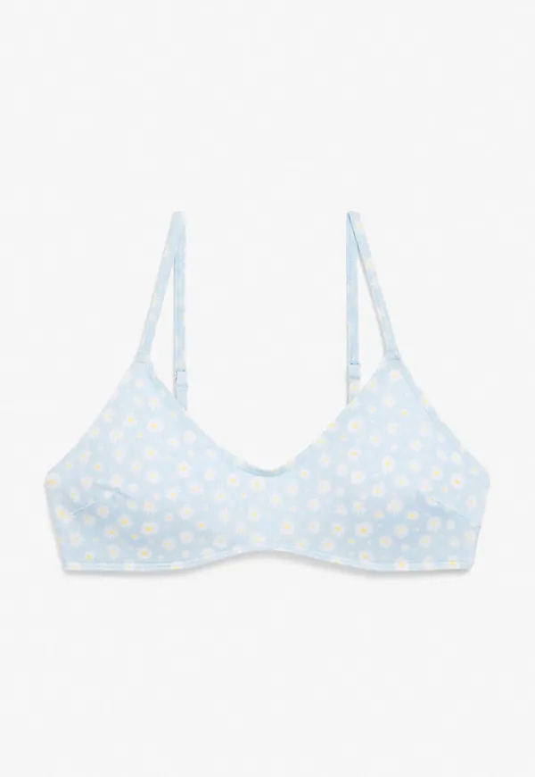 V-neck wire free bikini bra - Blue