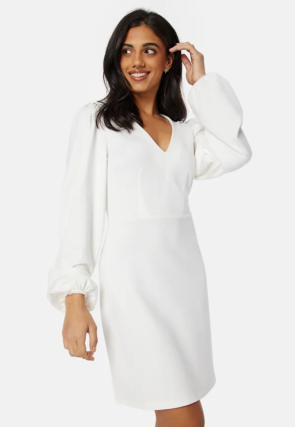 V-neck Balloon Sleeve Short Dress