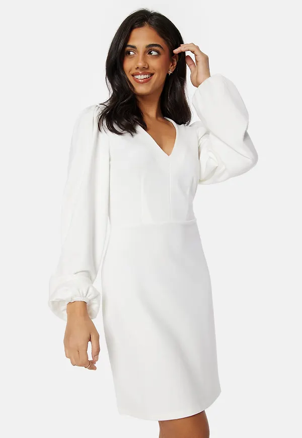 V-neck Balloon Sleeve Short Dress