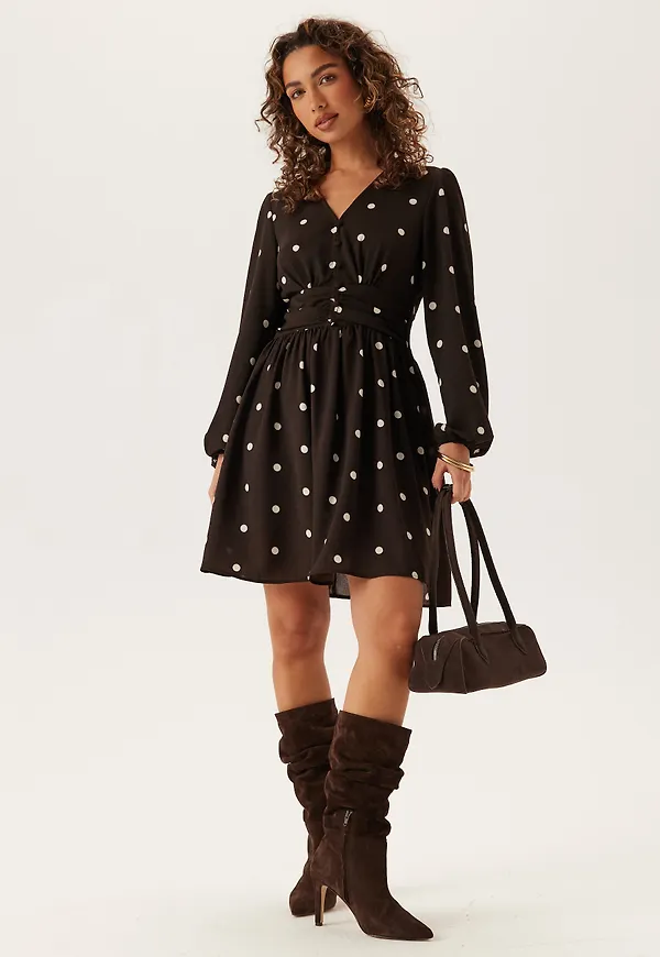 V-neck Button Short Dress