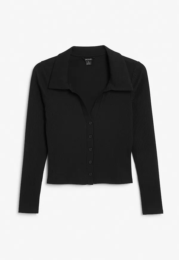 V neck cardigan top - Black