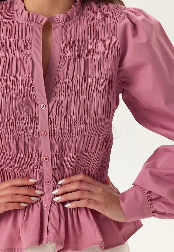 V-neck Cotton Smock Blouse