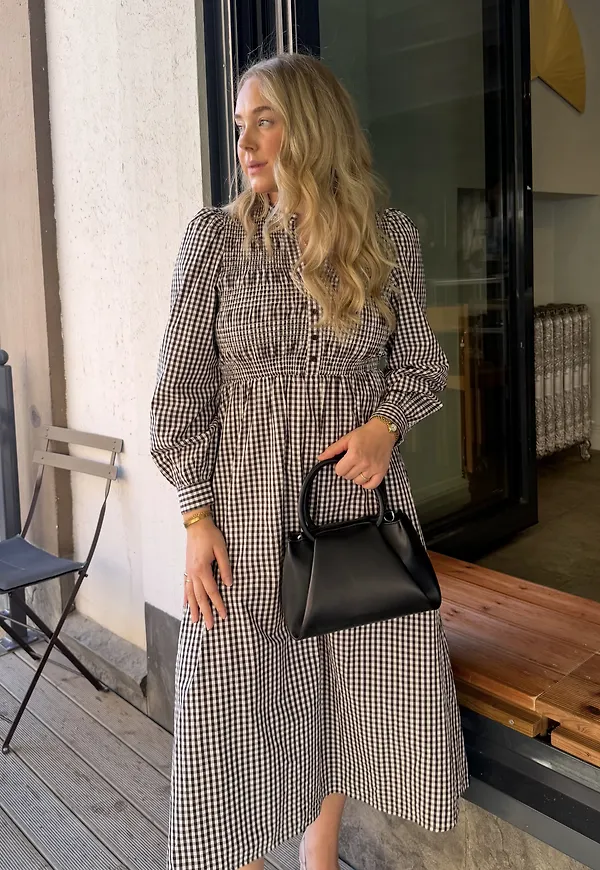 V-neck Cotton Smock Dress