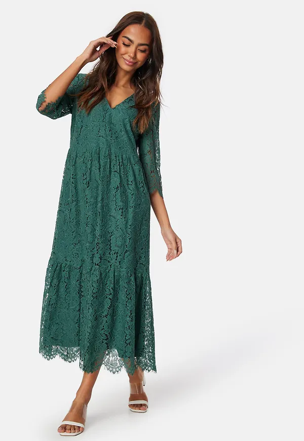 V-neck Lace Midi Dress