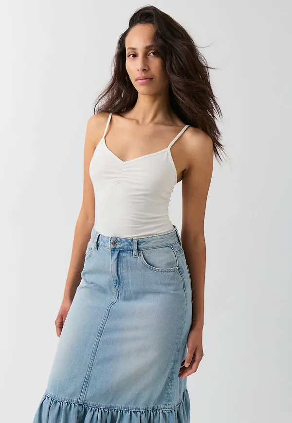 V-neck ruched singlet