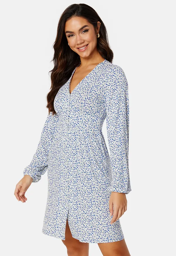 V-neck Short Button Dress