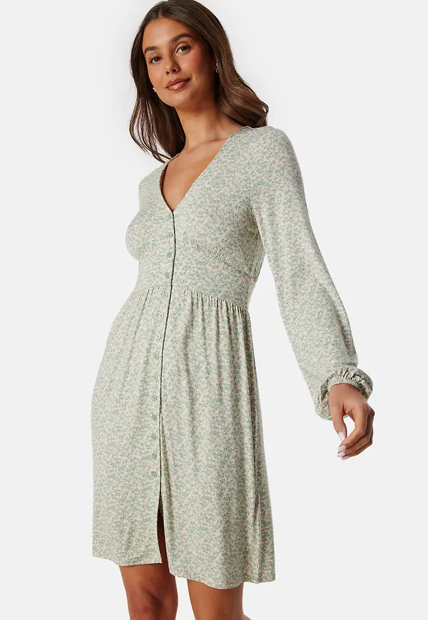 V-neck Short Button Dress