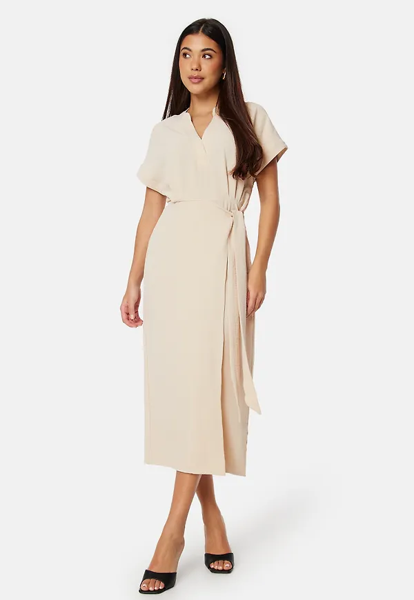 V-neck Short Sleeve Wrap Dress