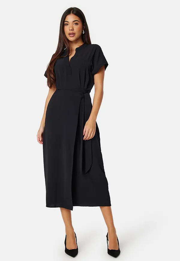 V-neck Short Sleeve Wrap Dress
