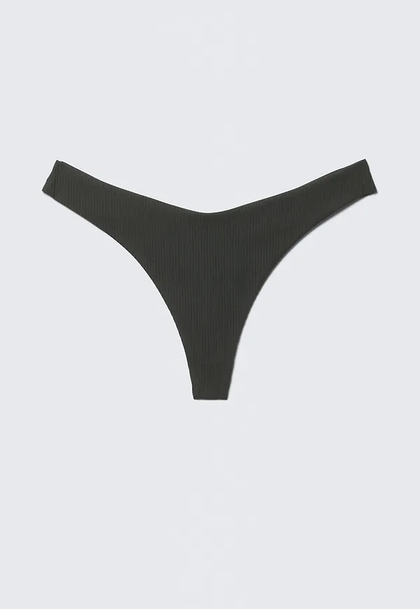 V-Shaped Ribbed Bikini Thong