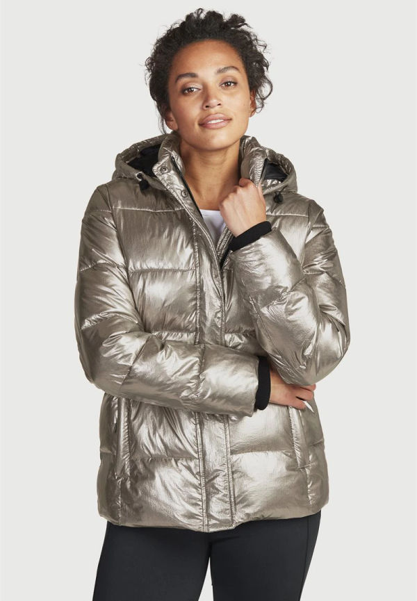 Vadderad jacka med metallisk look