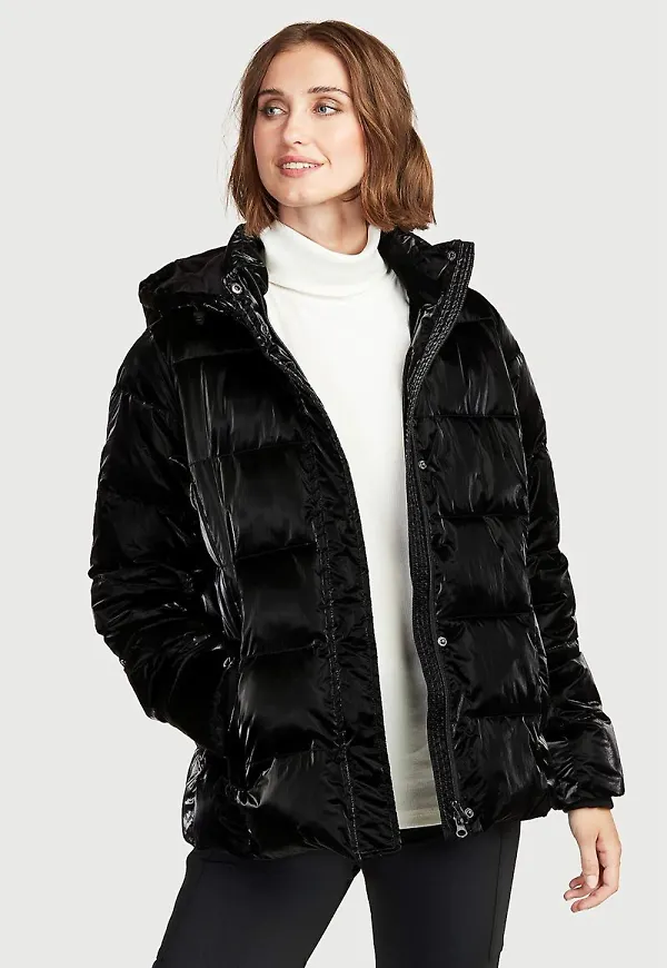 Vadderad jacka med metallisk look