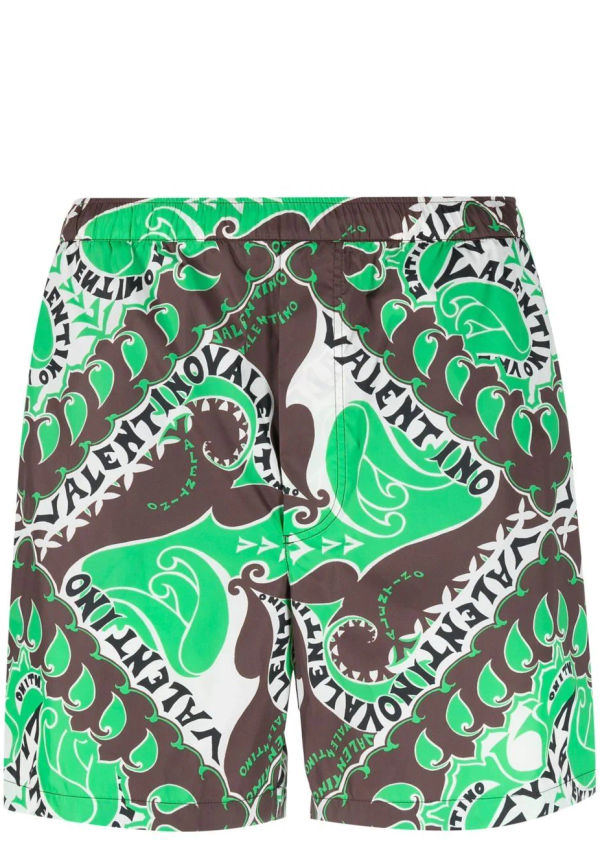 Valentino bandana-print swim shorts - Grön