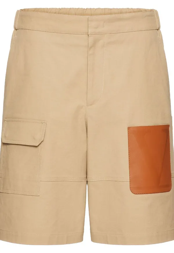 Valentino bermudashorts med läderficka - Brun