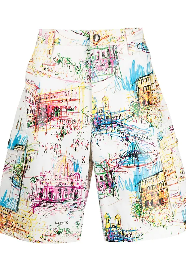 Valentino bermudashorts med tryck - Vit