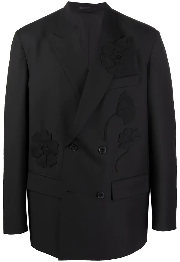Valentino blazerjacka med blomdetalj - Svart
