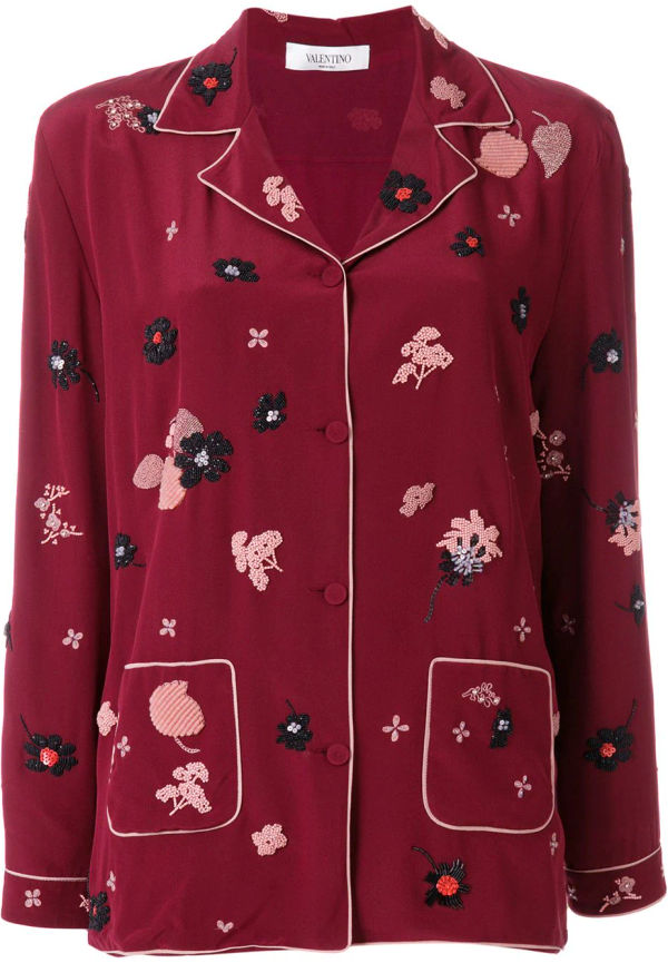 Valentino blommig pyjamastopp - Röd