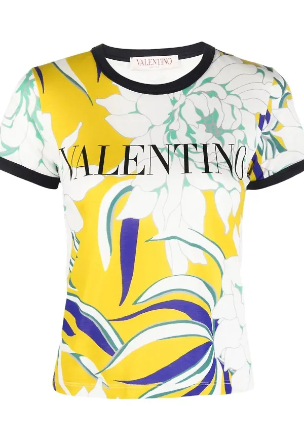 Valentino blommig t-shirt - Gul