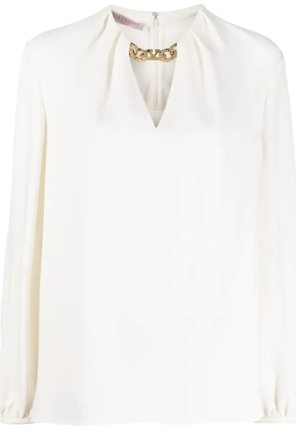 Valentino blus med kedjedetalj - Neutral