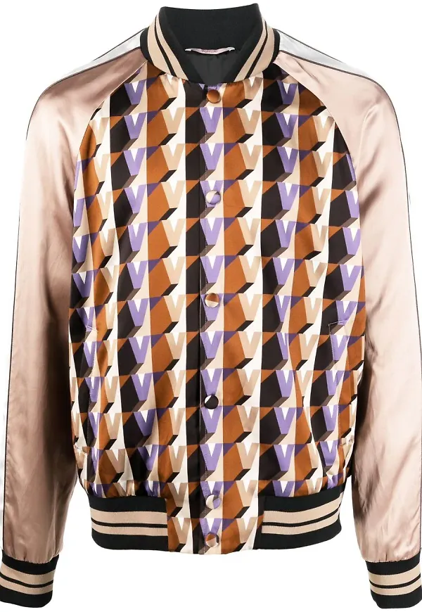 Valentino bomberjacka med geometriskt tryck - Neutral