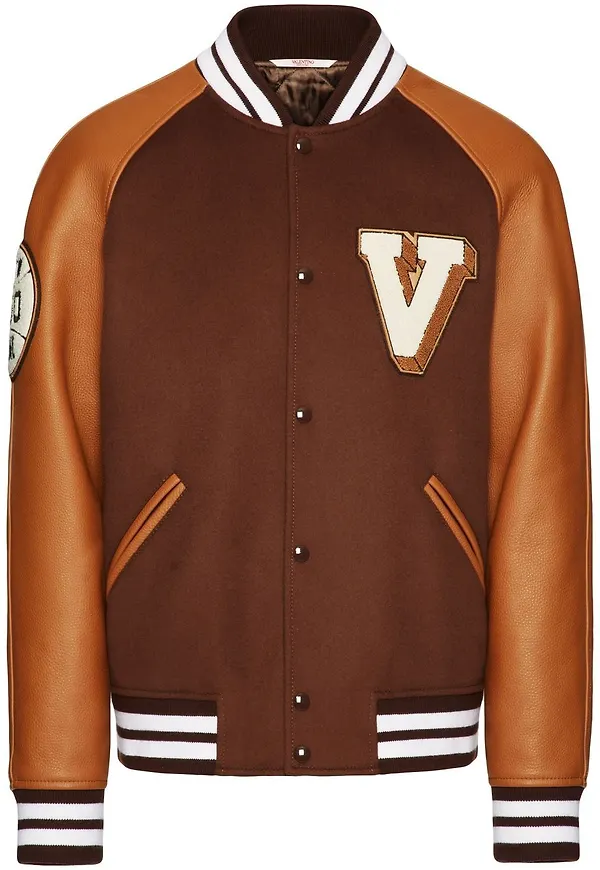 Valentino bomberjacka med logotypmärke - Brun