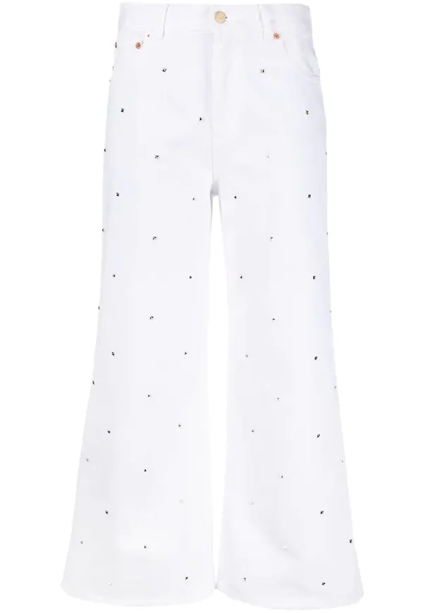 Valentino bootcut-jeans med nitar - Vit