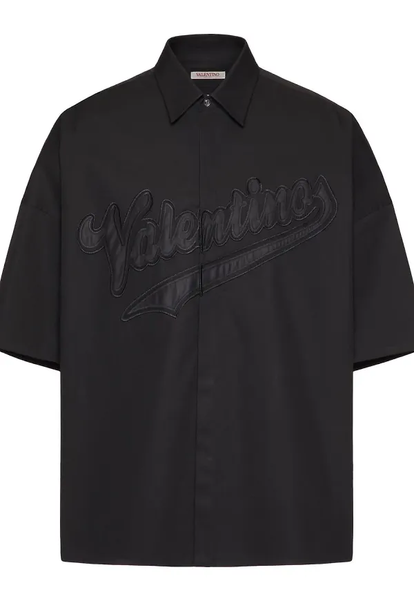 Valentino bowlingskjorta med logotypmärke - Svart